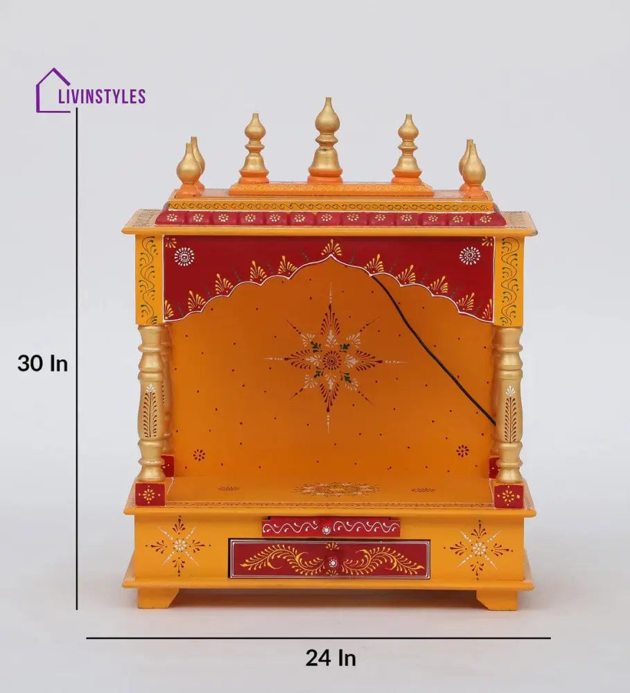 Multicolor Sheesham Wood & MDF Pooja Mandir Without Door, - Ouch Cart 