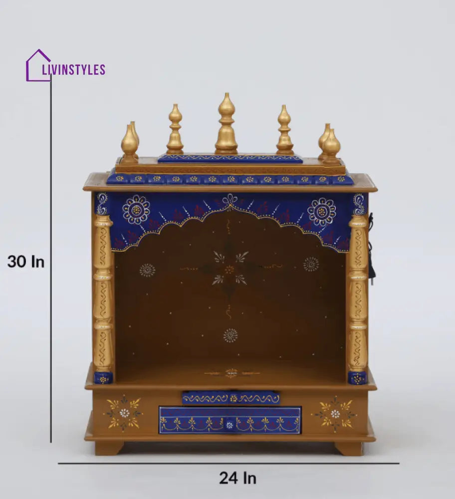 Multicolor Sheesham Wood & MDF Pooja Mandir Without Door, - Ouch Cart 