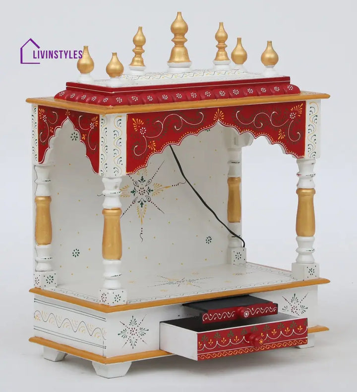 Multicolor Sheesham Wood & MDF Pooja Mandir Without Door, - Ouch Cart 
