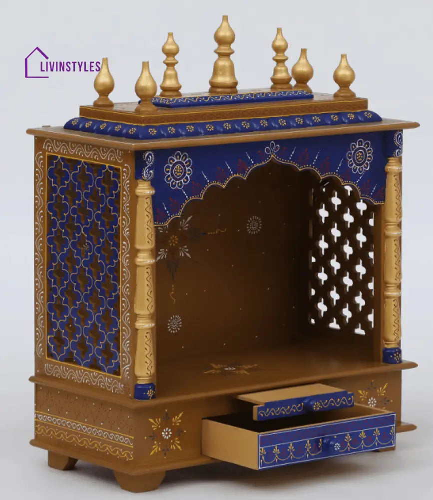 Multicolor Sheesham Wood & MDF Pooja Mandir Without Door, - Ouch Cart 