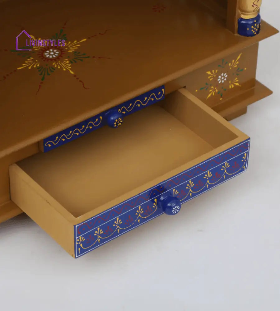Multicolor Sheesham Wood & MDF Pooja Mandir Without Door, - Ouch Cart 