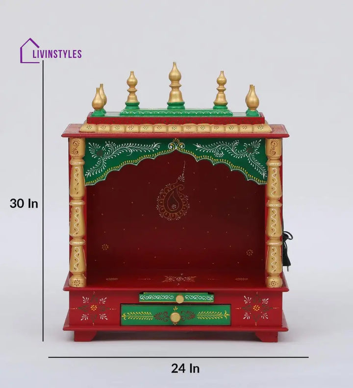 Multicolor Sheesham Wood & MDF Pooja Mandir Without Door, - Ouch Cart 