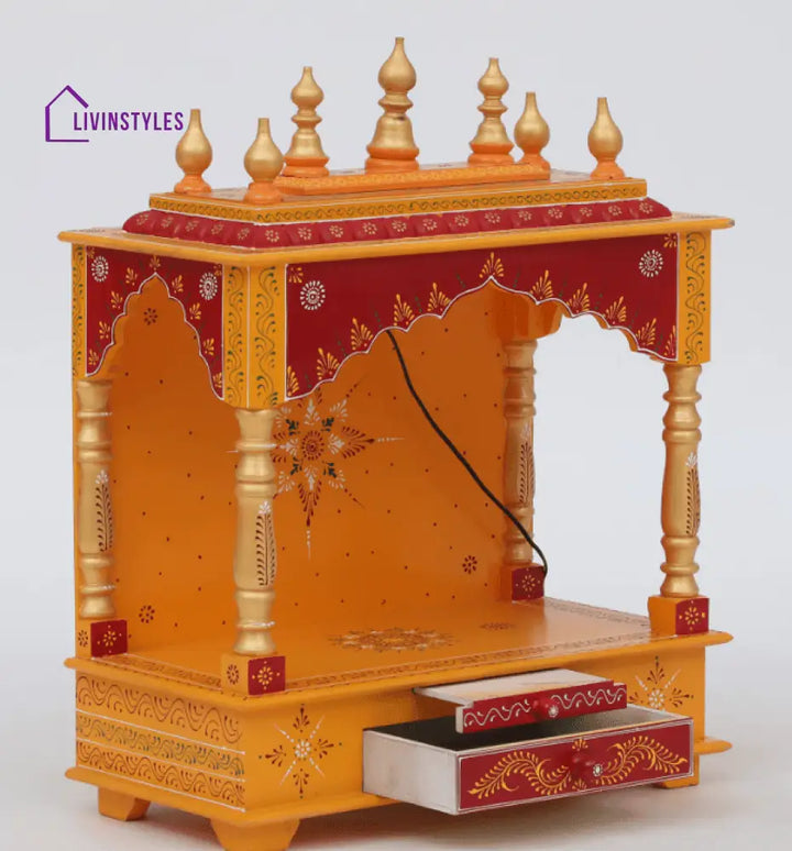 Multicolor Sheesham Wood & MDF Pooja Mandir Without Door, - Ouch Cart 