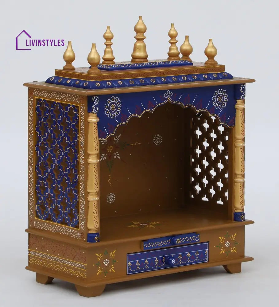 Multicolor Sheesham Wood & MDF Pooja Mandir Without Door, - Ouch Cart 