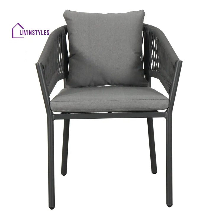 Muno Outdoor Patio Seating Set 4 Chairs and 1 Table Set (Black) Braided & Rope - Coffee Table Sets