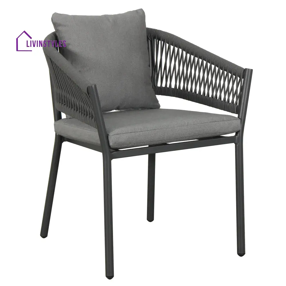Muno Outdoor Patio Seating Set 4 Chairs and 1 Table Set (Black) Braided & Rope - Coffee Table Sets