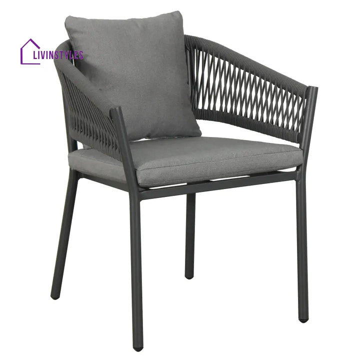 Muno Outdoor Patio Seating Set 4 Chairs and 1 Table Set (Black) Braided & Rope - Coffee Table Sets