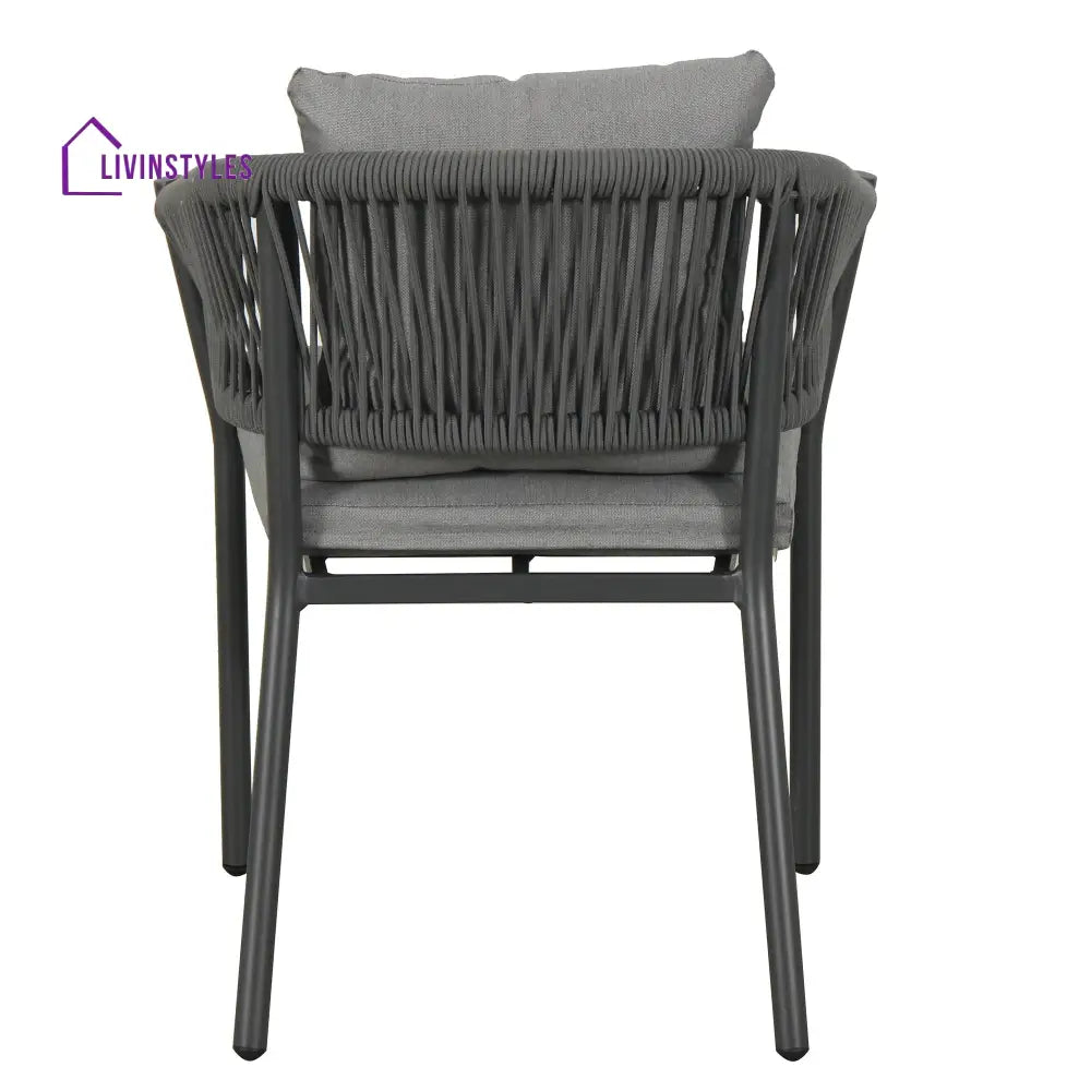 Muno Outdoor Patio Seating Set 4 Chairs and 1 Table Set (Black) Braided & Rope - Coffee Table Sets