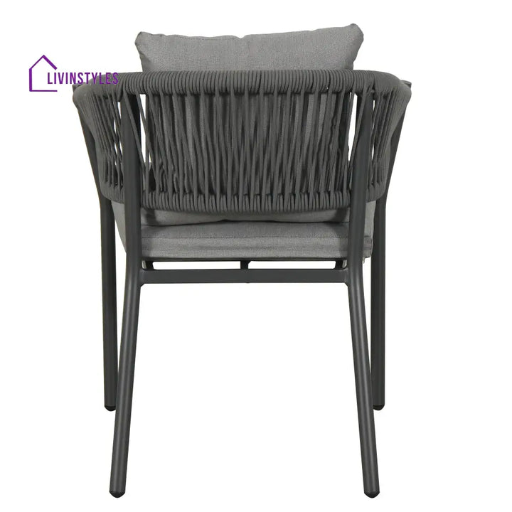 Muno Outdoor Patio Seating Set 4 Chairs and 1 Table Set (Black) Braided & Rope - Coffee Table Sets