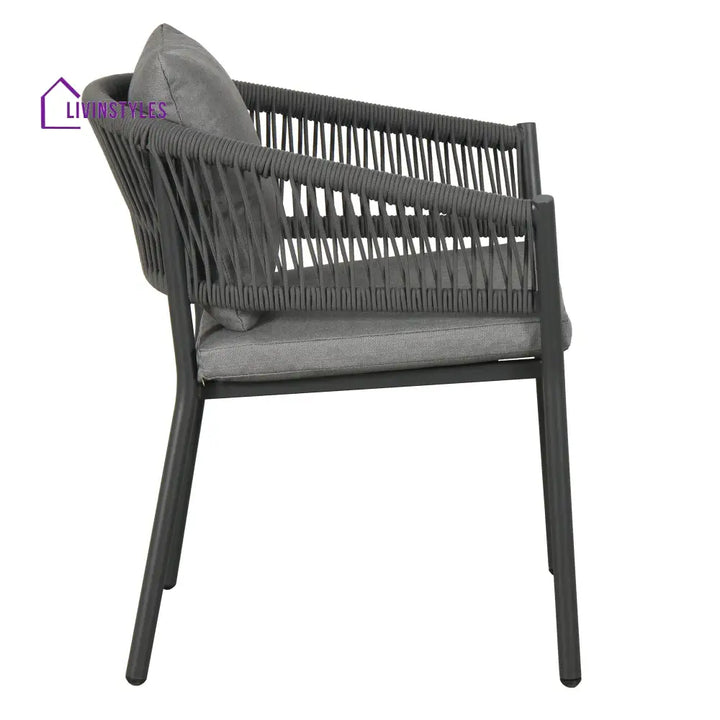 Muno Outdoor Patio Seating Set 4 Chairs and 1 Table Set (Black) Braided & Rope - Coffee Table Sets