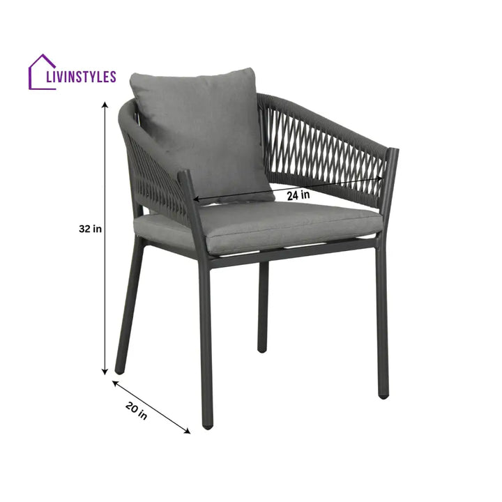 Muno Outdoor Patio Seating Set 4 Chairs and 1 Table Set (Black) Braided & Rope - Coffee Table Sets