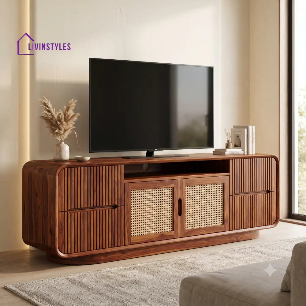 Muriel Solid Sheesham Wood Tv Unit for Living Room | Tv Cabinet | Tv Console Unit