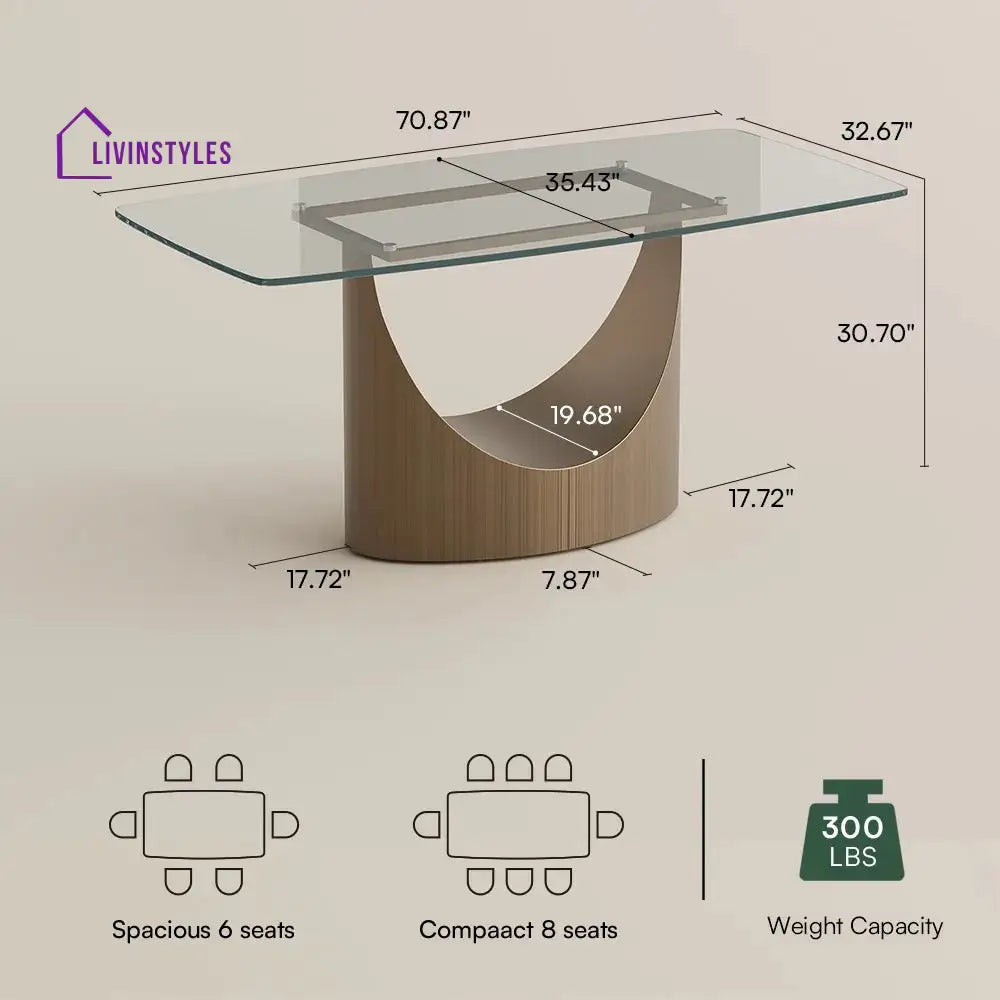 Muskaan 7 Pieces Modern Glass Dining Table Set for 6