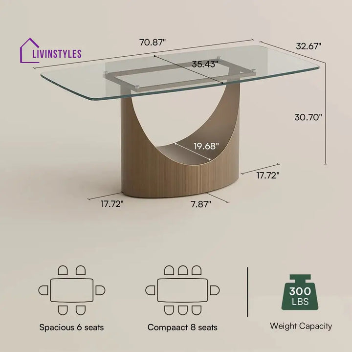 Muskaan 7 Pieces Modern Glass Dining Table Set for 6