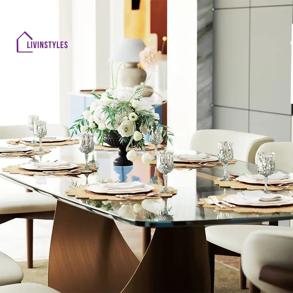 Muskaan 7 Pieces Modern Glass Dining Table Set for 6