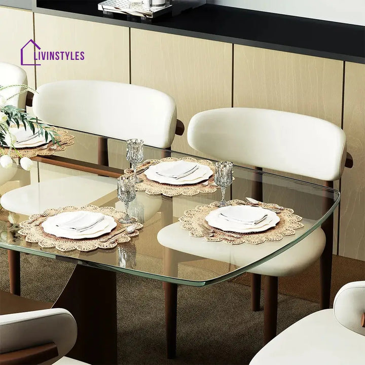 Muskaan 7 Pieces Modern Glass Dining Table Set for 6