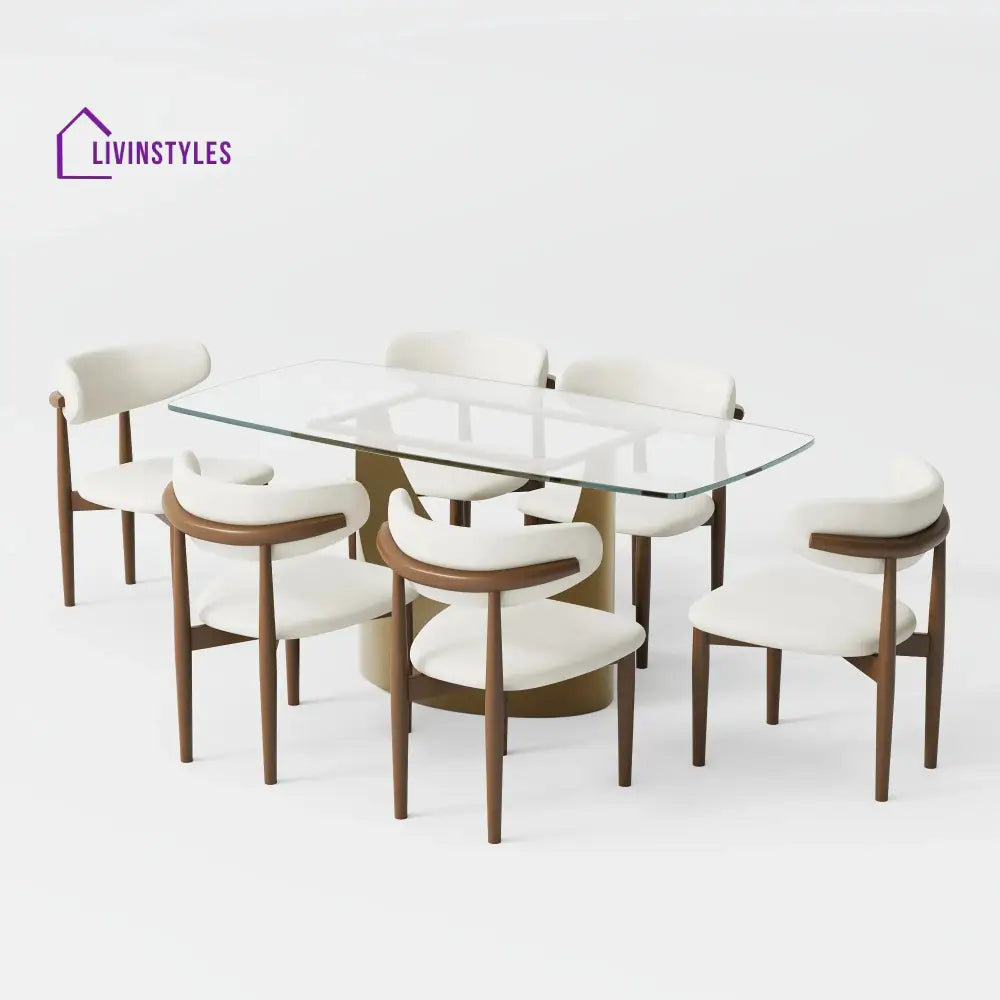 Muskaan 7 Pieces Modern Glass Dining Table Set for 6