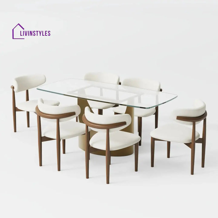 Muskaan 7 Pieces Modern Glass Dining Table Set for 6