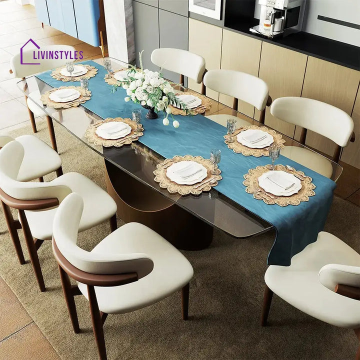 Muskaan 7 Pieces Modern Glass Dining Table Set for 6