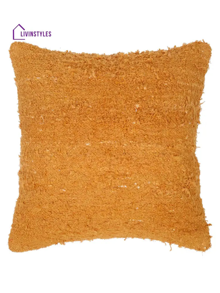 Mustard Color Hand Woven Cotton Cushion Cover Set Of 2 (20X20 Inch)