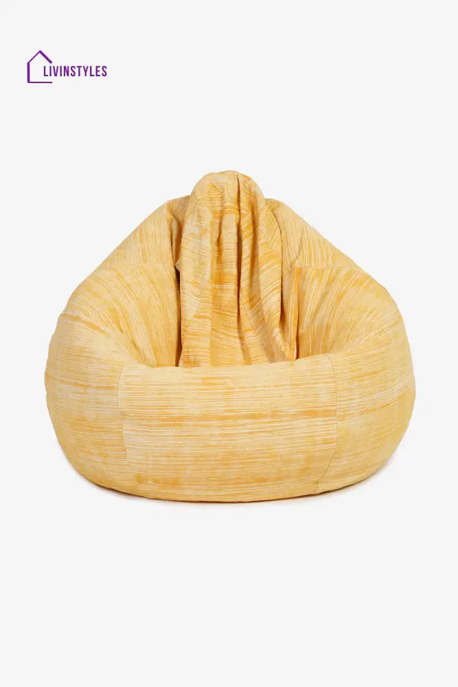 Mustard Solid Cotton Bean Bag Cover Without Beans
