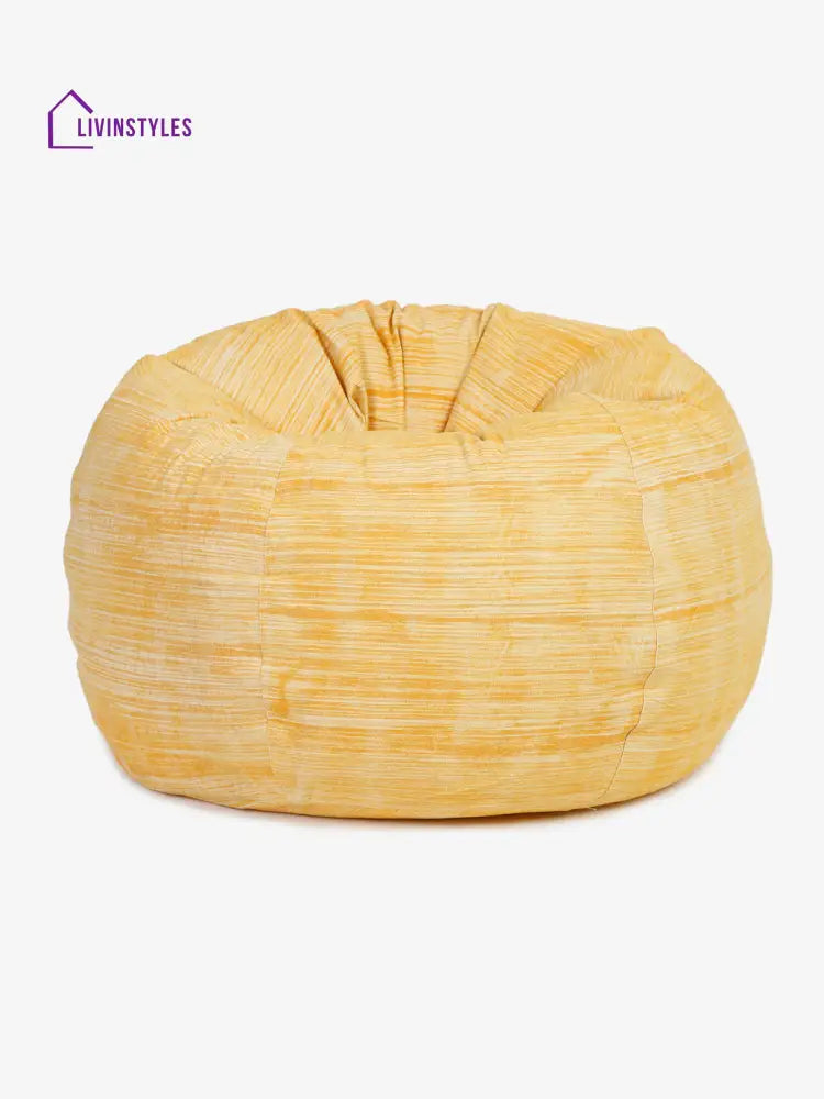 Mustard Solid Cotton Bean Bag Cover Without Beans