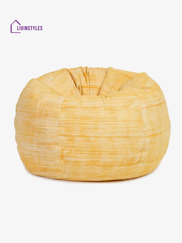 Mustard Solid Cotton Bean Bag Cover Without Beans