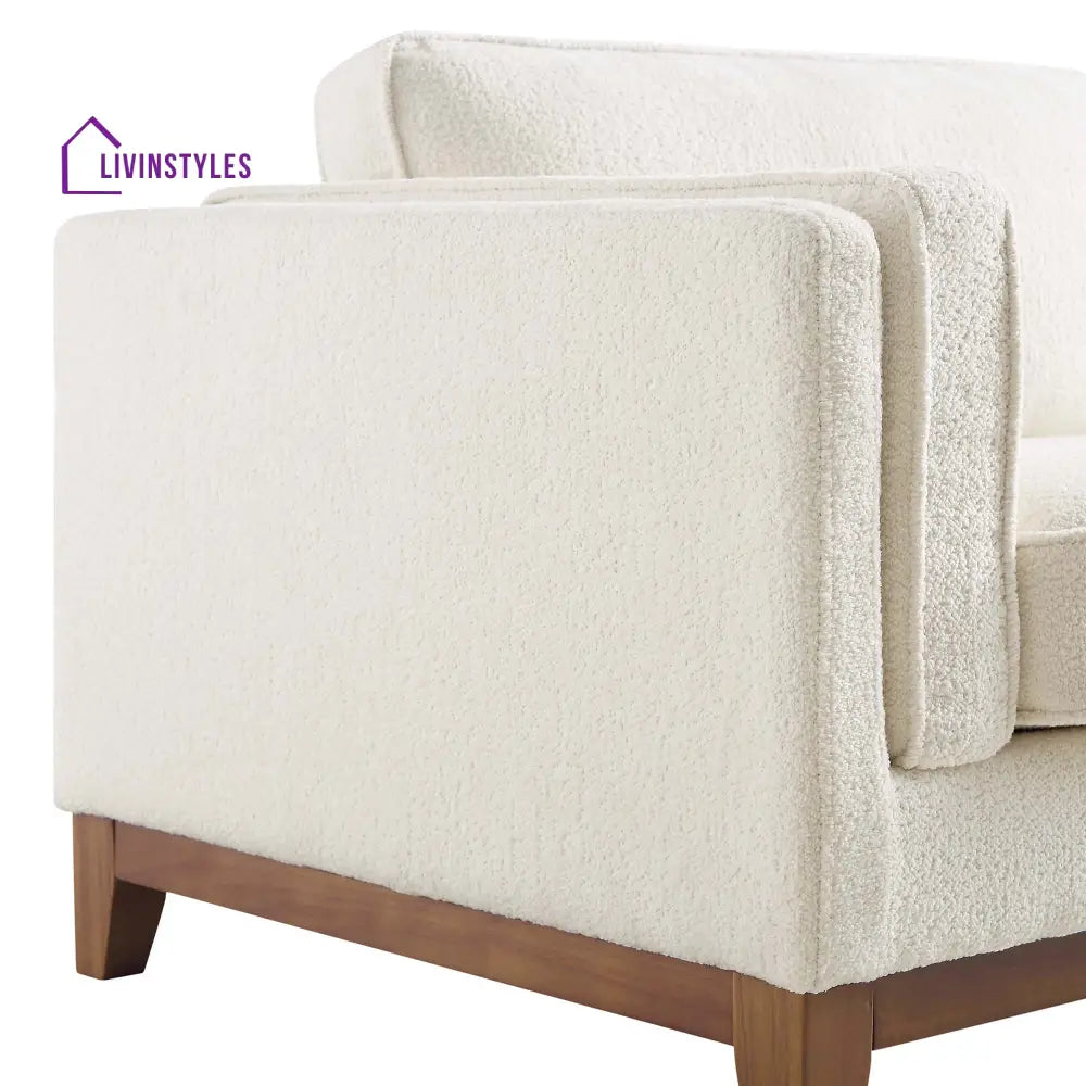 Dipley Beige Boucle Fabric Sofa 3-Seater Sofas