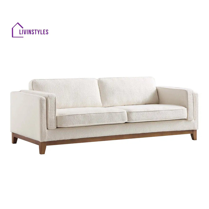 Dipley Beige Boucle Fabric Sofa 3-Seater Sofas