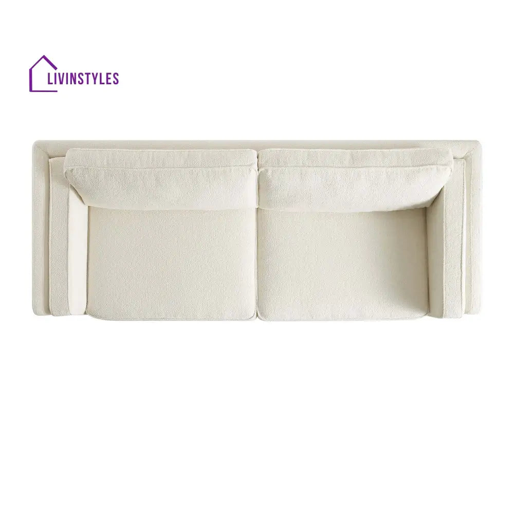 Dipley Beige Boucle Fabric Sofa 3-Seater Sofas