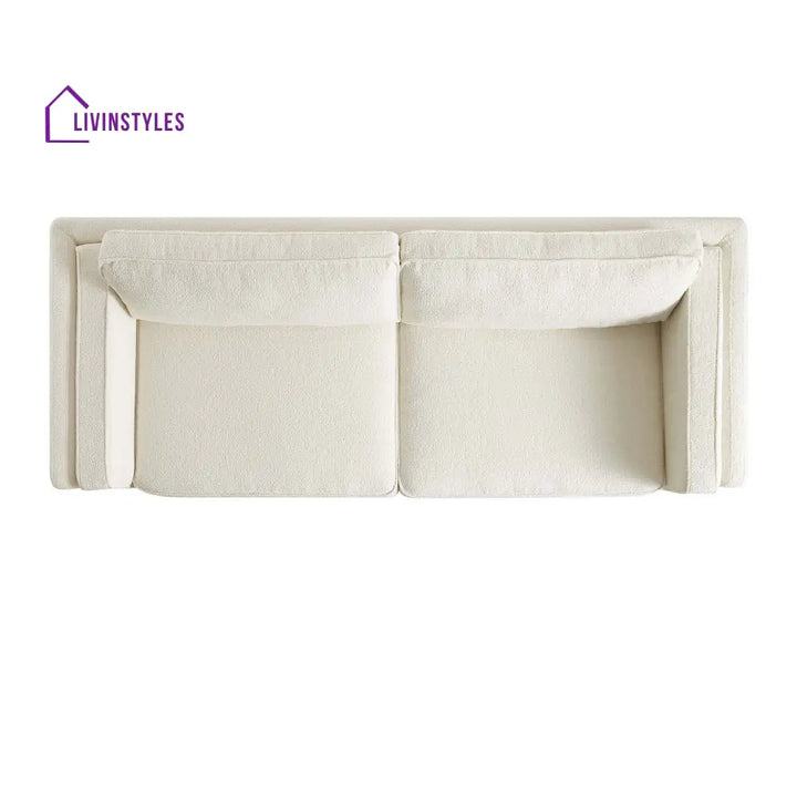 Dipley Beige Boucle Fabric Sofa 3-Seater Sofas