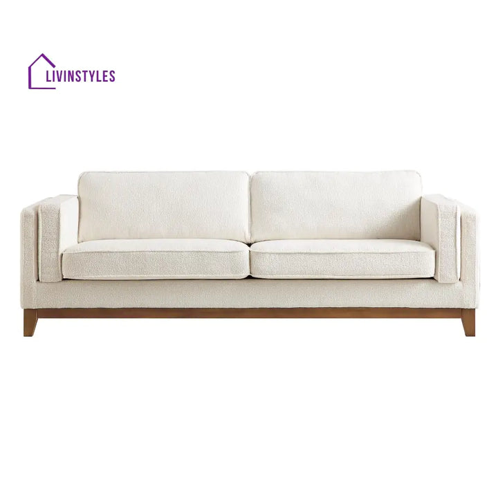 Dipley Beige Boucle Fabric Sofa 3-Seater Sofas