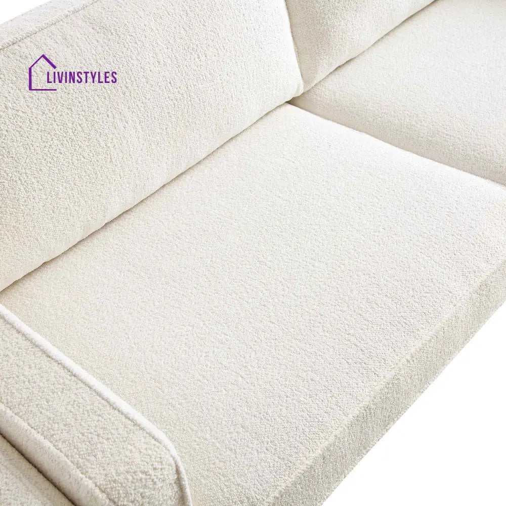 Dipley Beige Boucle Fabric Sofa 3-Seater Sofas