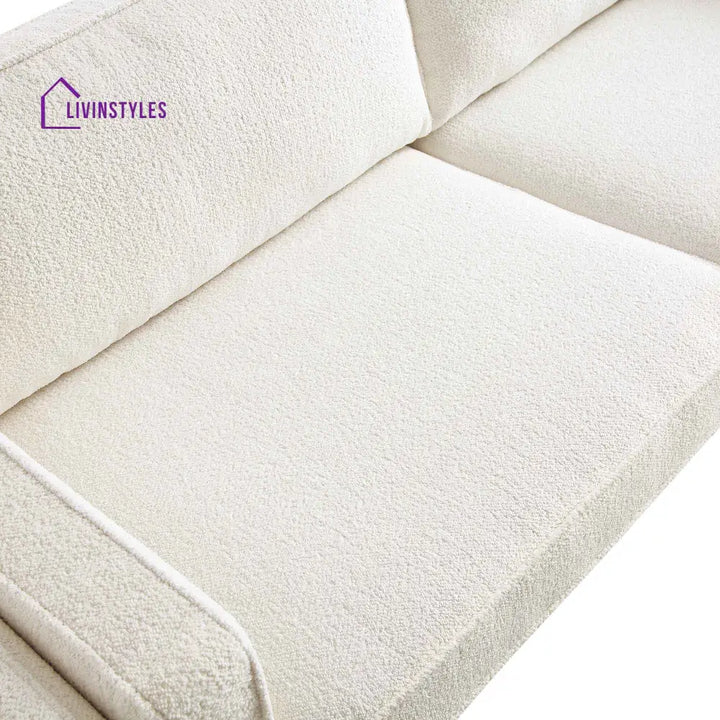 Dipley Beige Boucle Fabric Sofa 3-Seater Sofas