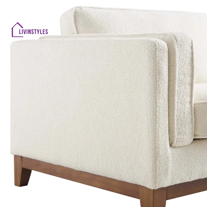 Dipley Beige Boucle Fabric Sofa 3-Seater Sofas