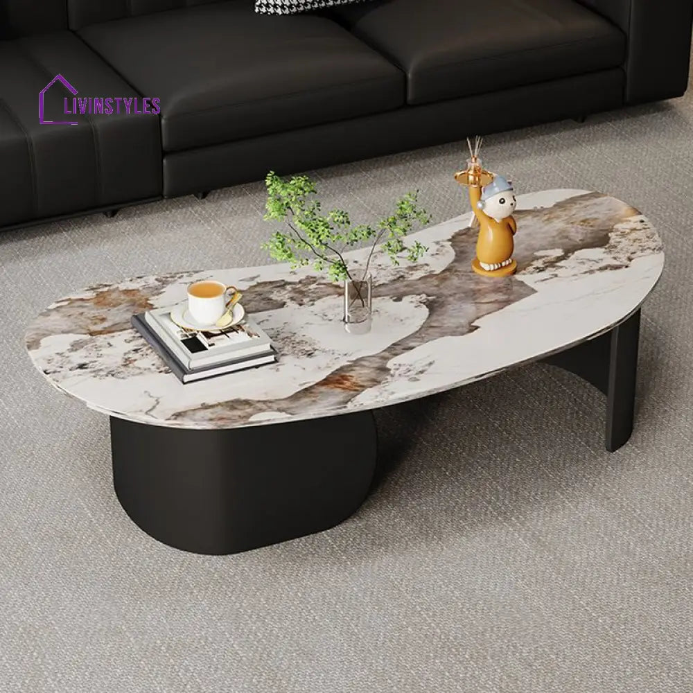 Myra Stainless Steel Coffee Table | Ceramic Composite Marble