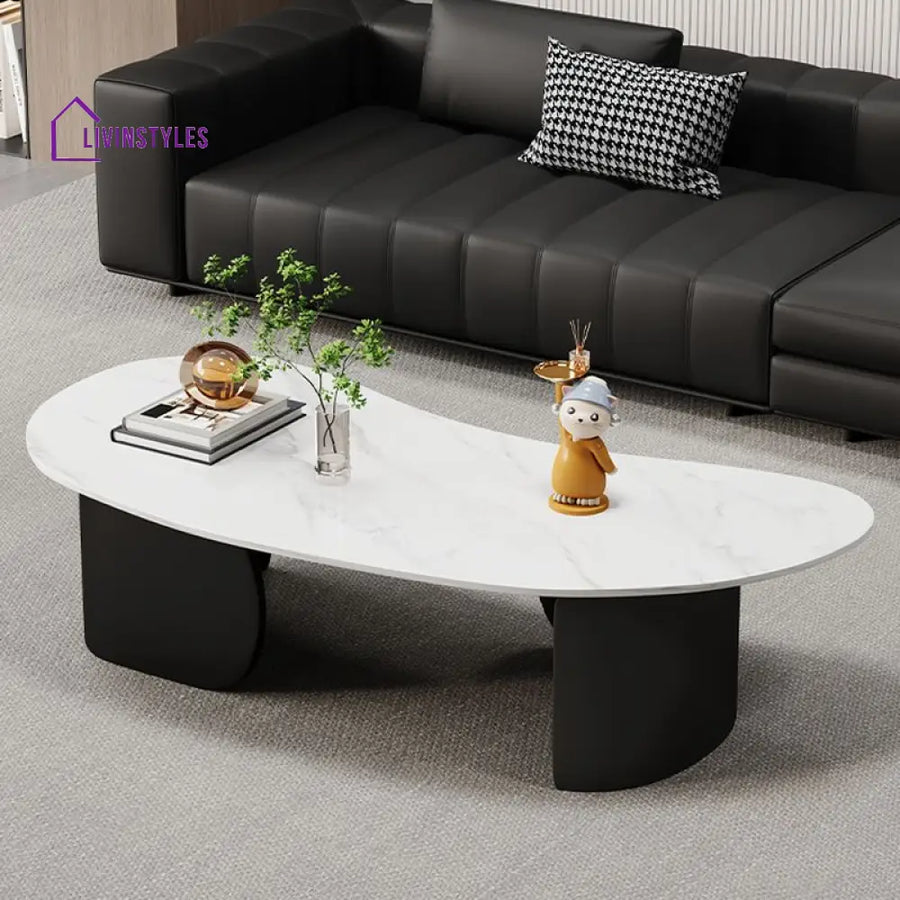 Myra Stainless Steel Coffee Table | Ceramic Composite Marble