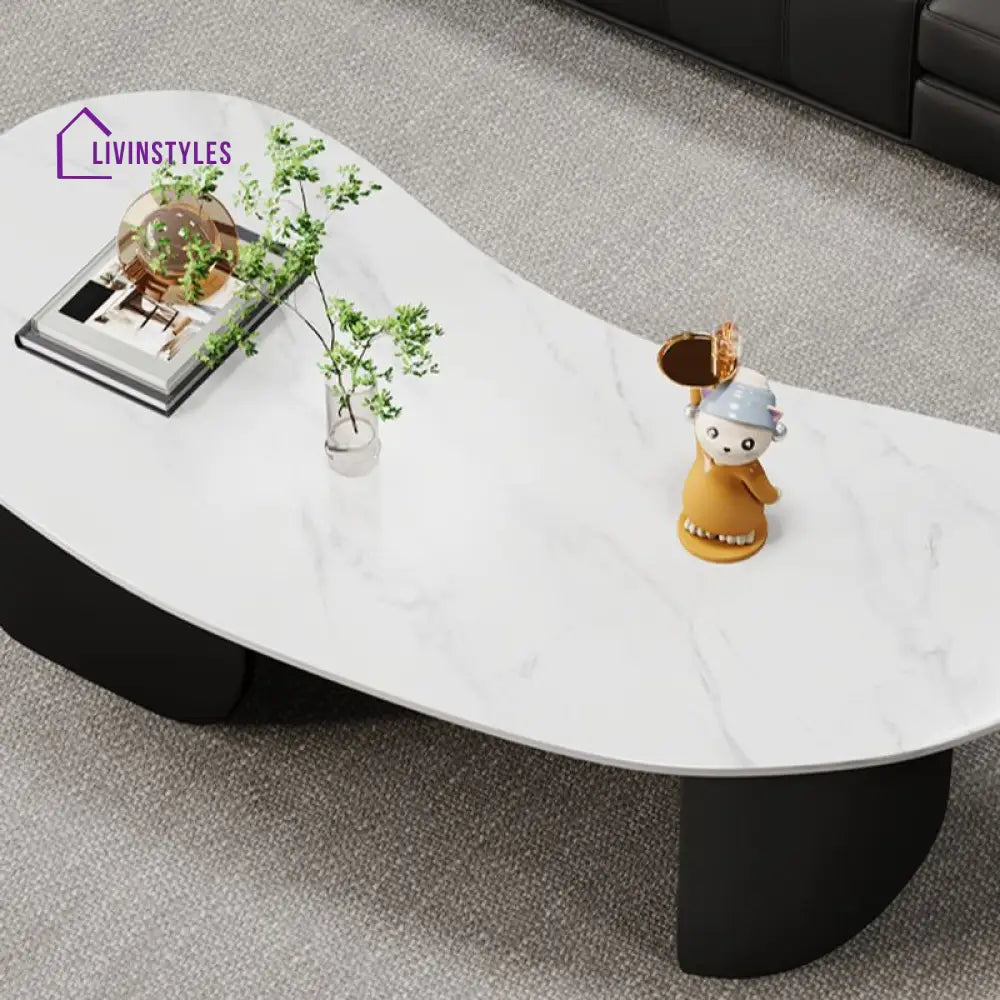 Myra Stainless Steel Coffee Table | Ceramic Composite Marble
