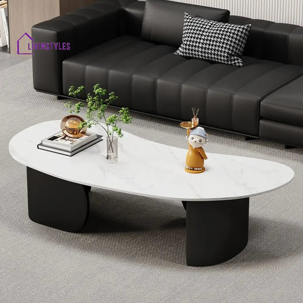 Myra Stainless Steel Coffee Table | Ceramic Composite Marble