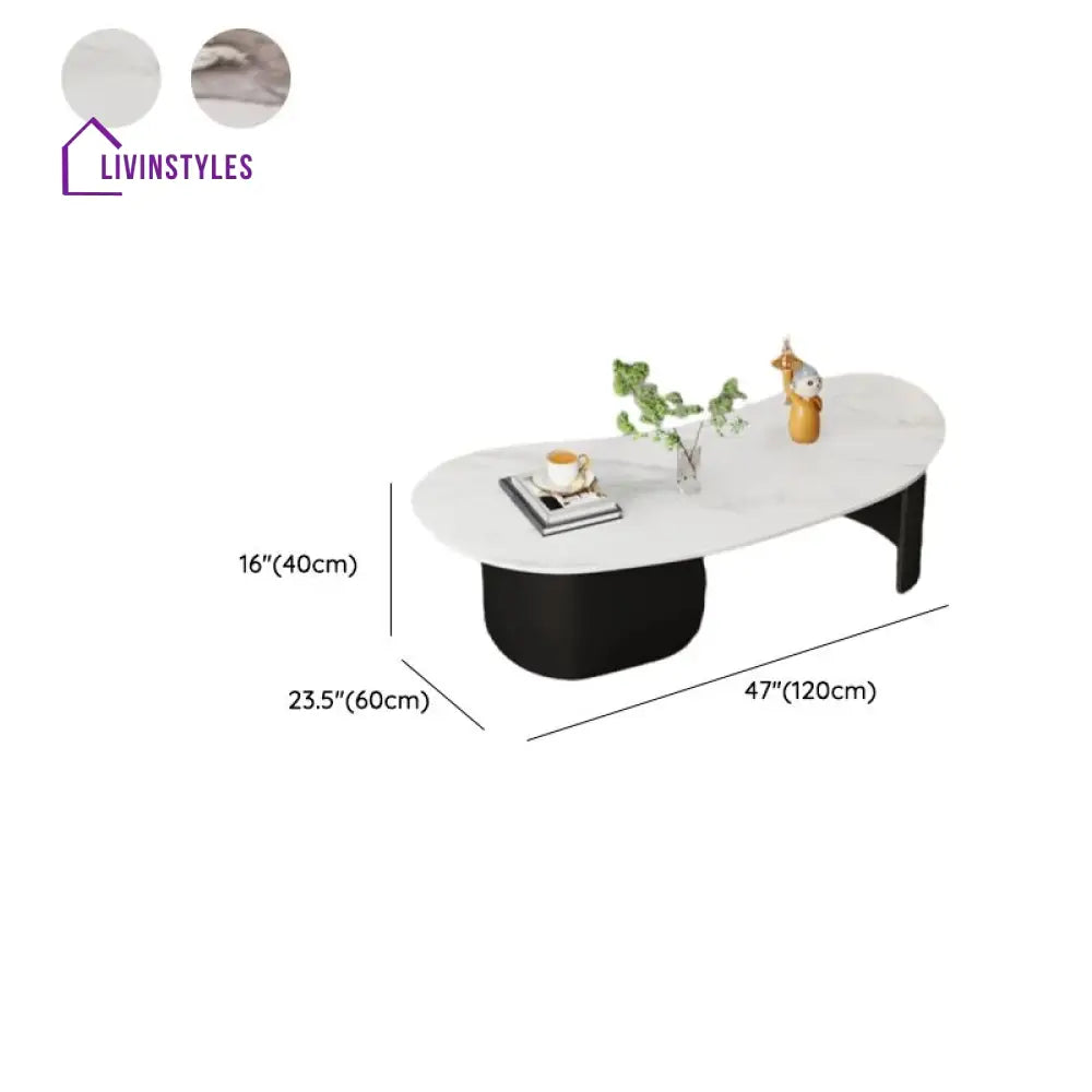Myra Stainless Steel Coffee Table | Ceramic Composite Marble