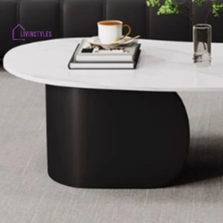 Myra Stainless Steel Coffee Table | Ceramic Composite Marble