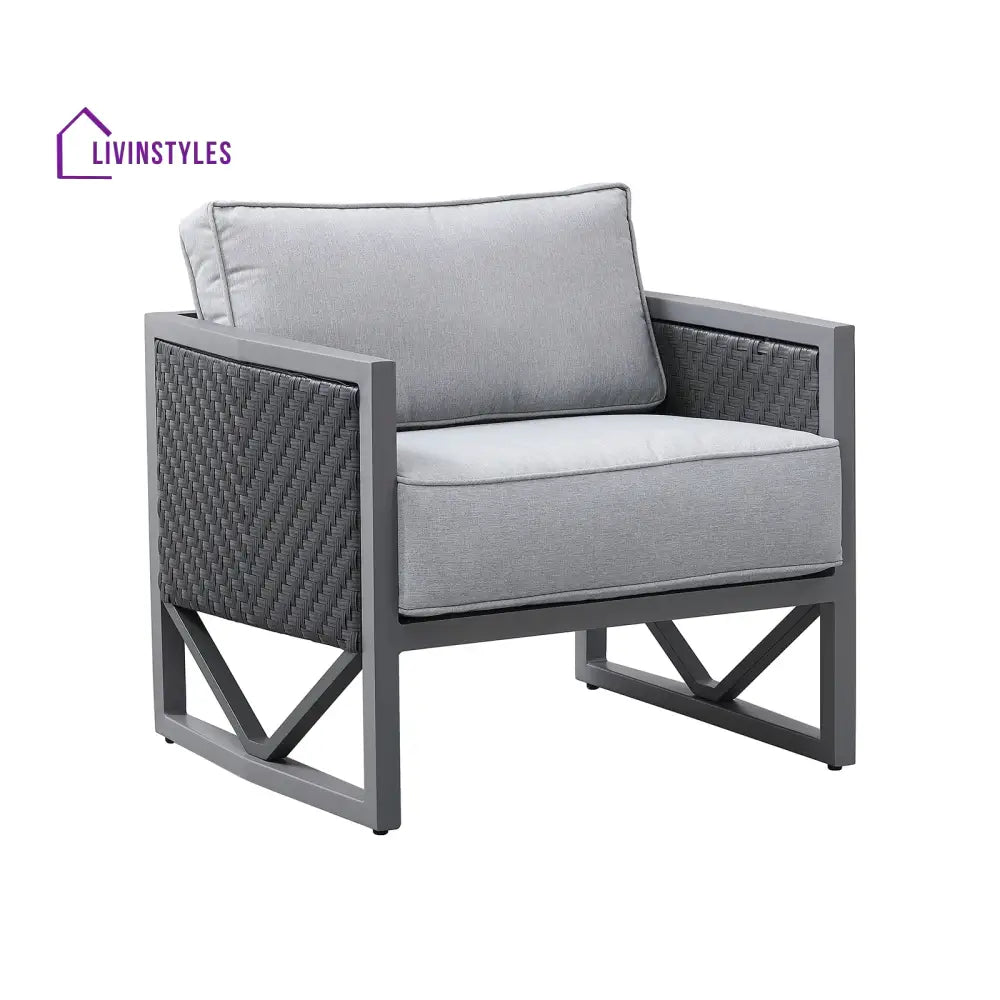 Myriad Outdoor Sofa Set 3 Seater 2 Single seater and 1 Center Table Set (Black + Grey) - Sofa Sets