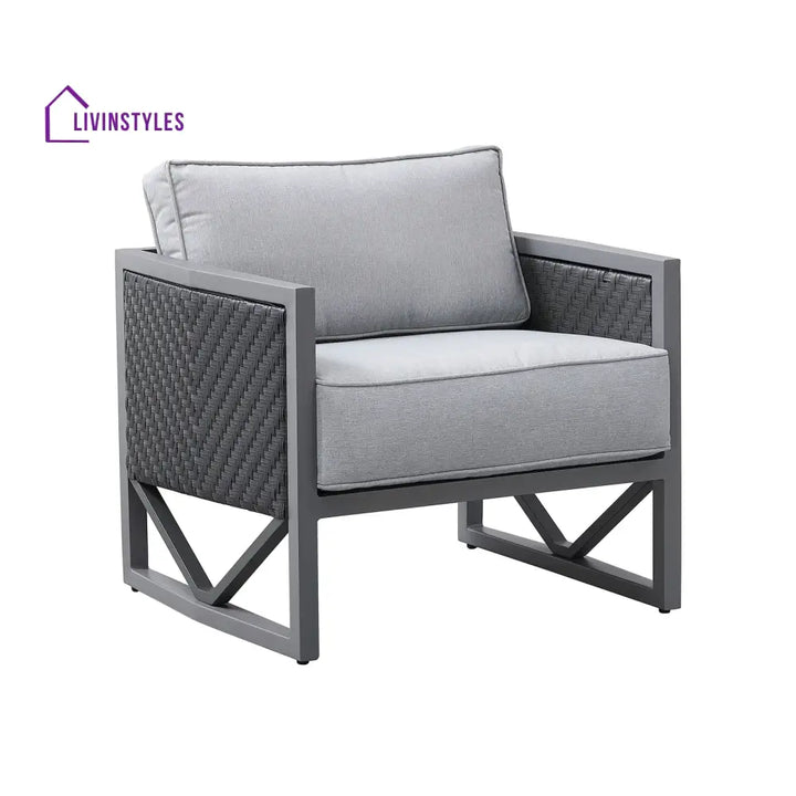 Myriad Outdoor Sofa Set 3 Seater 2 Single seater and 1 Center Table Set (Black + Grey) - Sofa Sets