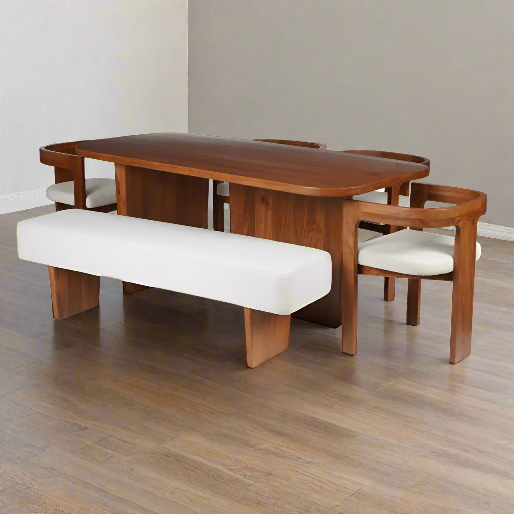 Mohini Dining Table With 4 Attica Chairs And Bench Bench