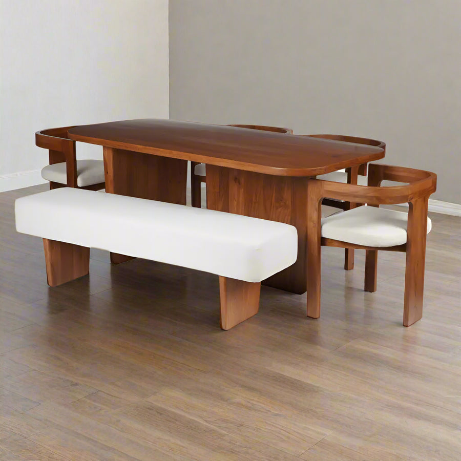 Mohini Dining Table With 4 Attica Chairs And Bench Bench