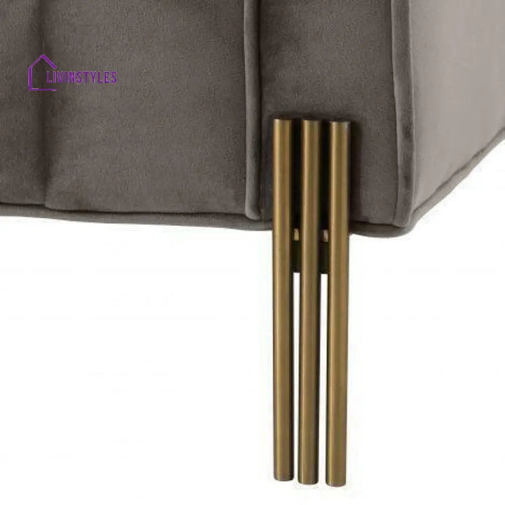 Myron Lounge Sofa Grey Velvet with Brushed Gold Legs Right Living