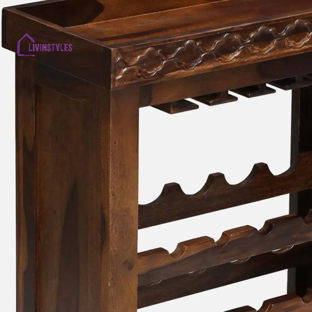 Myroslav Wooden Bar Cabinet In Teak Finish Bar Furniture