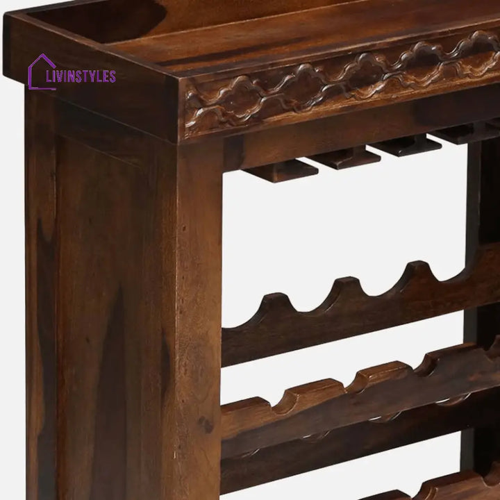 Myroslav Wooden Bar Cabinet In Teak Finish Bar Furniture