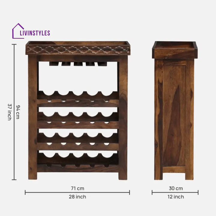Myroslav Wooden Bar Cabinet In Teak Finish Bar Furniture