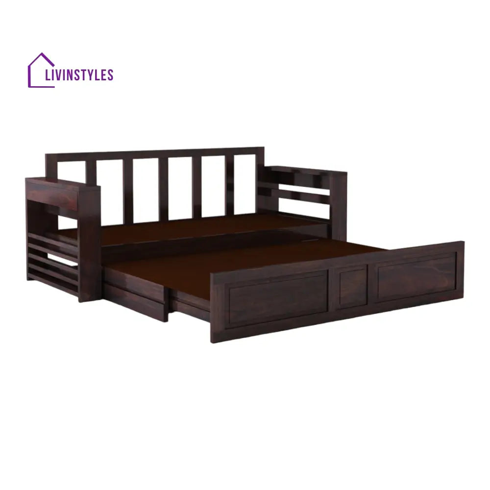 VivaRest 3 Seater Walnut Sofa Cum Bed Sheesham Wood